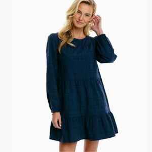 Southern Tide Nadia Long Sleeve Tiered Dress True Navy